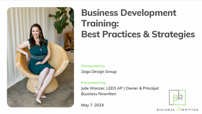 50% DEPOSIT FOR: Lunch ‘N Learn – Building Blocks of Business Development (BD) Training: Best Practices & Strategies