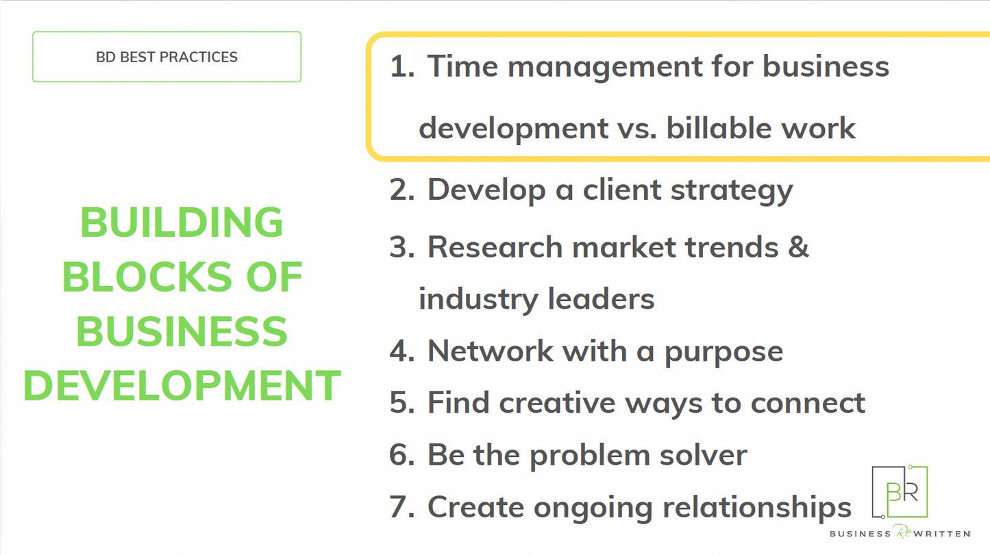 50% DEPOSIT FOR: Lunch ‘N Learn – Building Blocks of Business Development (BD) Training: Best Practices & Strategies