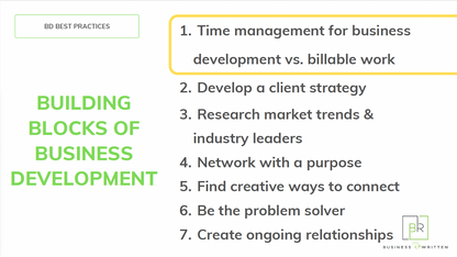 50% DEPOSIT FOR: Lunch ‘N Learn – Building Blocks of Business Development (BD) Training: Best Practices & Strategies