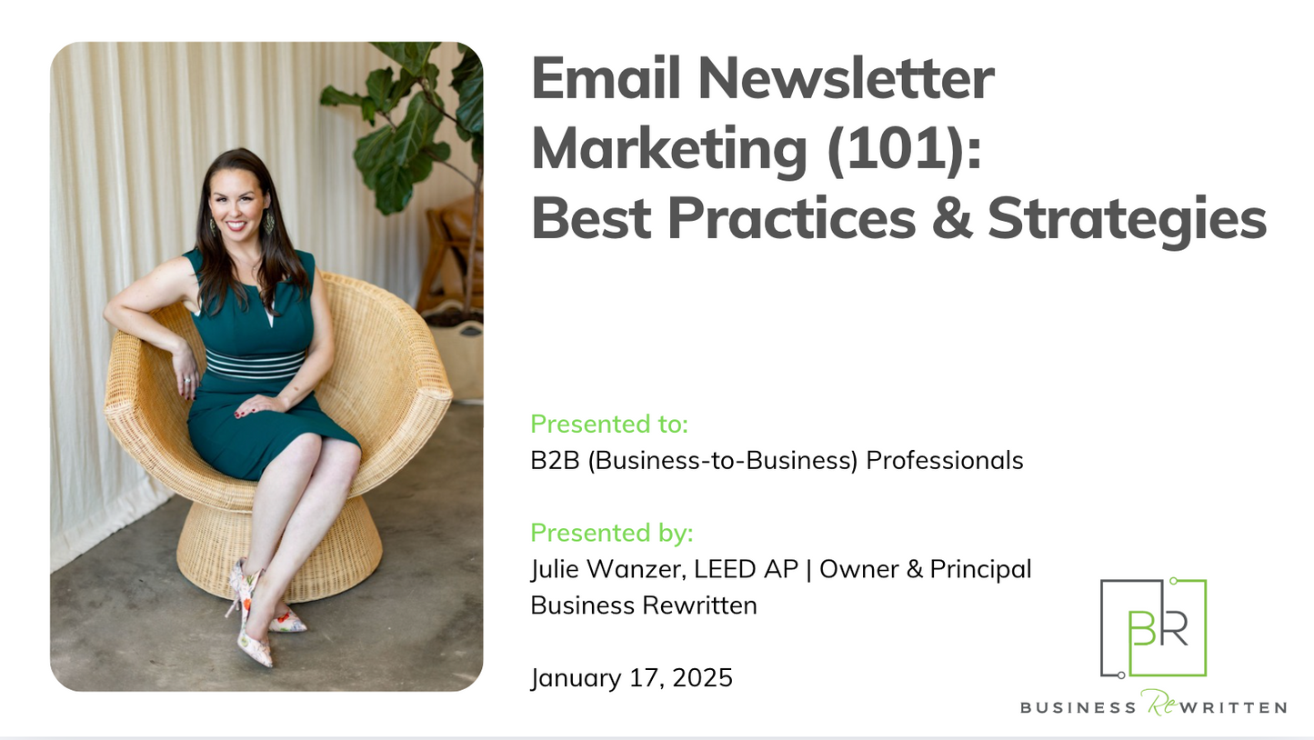 Materials for Email Newsletter Marketing 101 Training